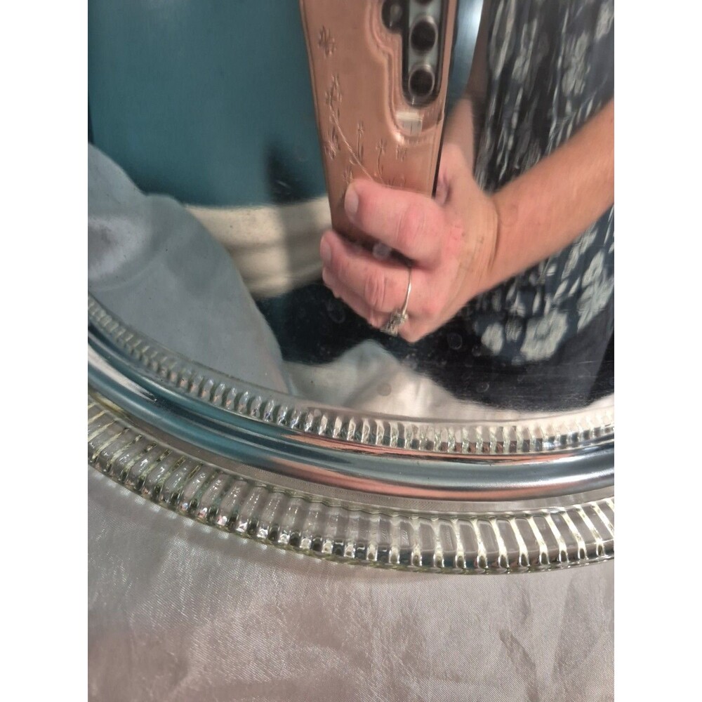 VTG Glass Cake Plate Stainless Steel Dome Lid Covered Dish Ribbed Footed 12" - Picture 6 of 16